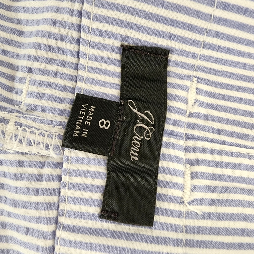 J. Crew Blue & White Pleated Paper Bag Waist Shorts - Size 6, High Waist, Preppy - Picture 6 of 7